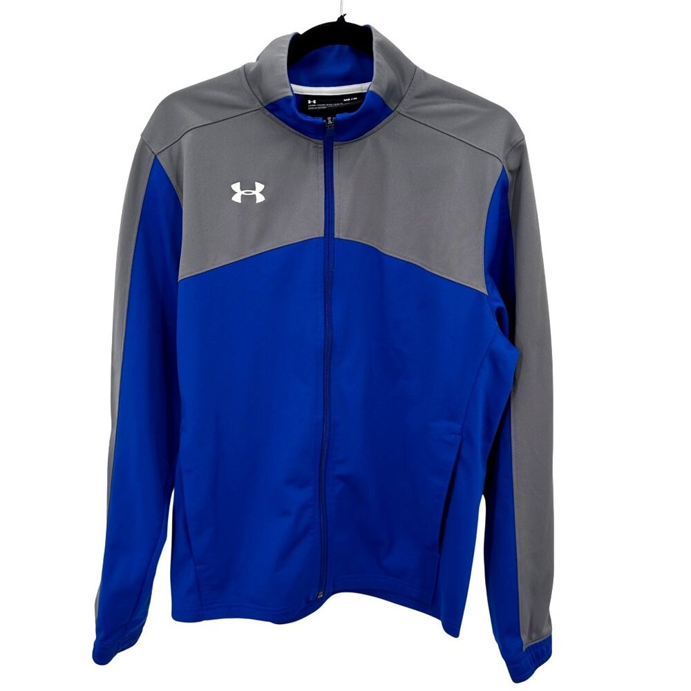 Under Armour Mens Loose Fit Full-Zip Jacket Blue/Gray Size M